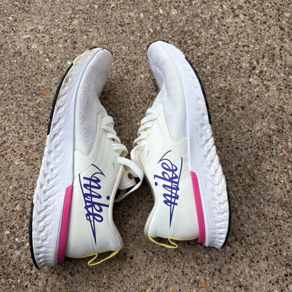 Nike Odyssey React Flyknit 2 running shoe size 6 lace up lightweight white train - Picture 3 of 6